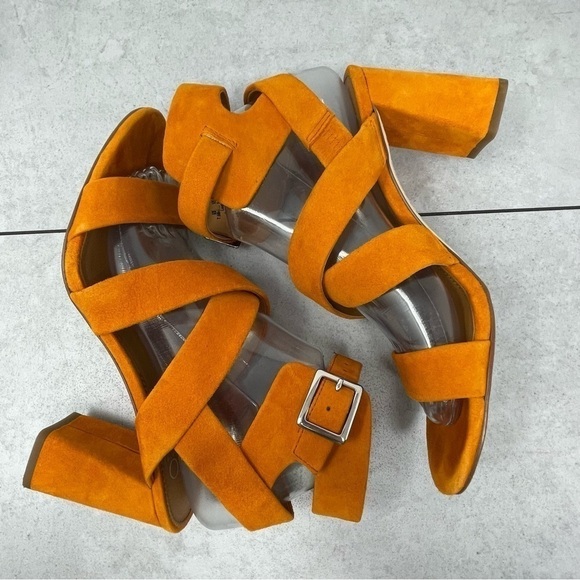 FRANCO SARTO Cider Suede Strappy Open Toe Ankle Strap Block Heel Sandals 7.5 - Picture 6 of 12